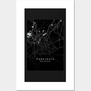 Paderborn Germany City Map dark Posters and Art